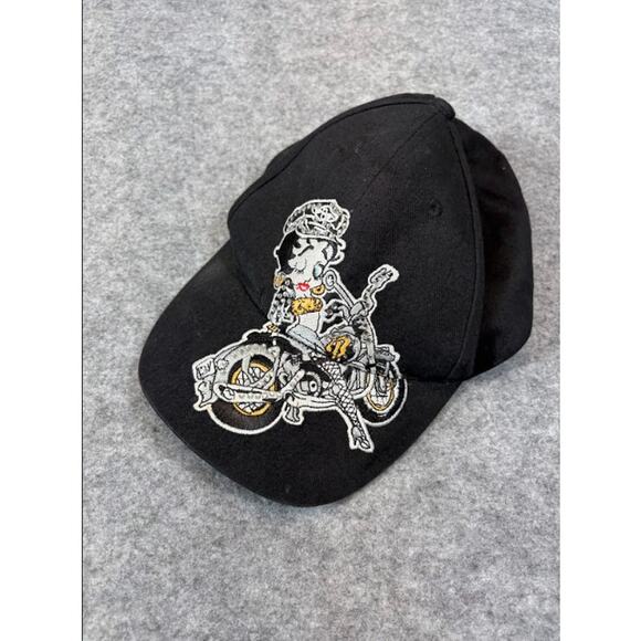 Vintage Y2K 2002 Betty Boop Hat Hook & Loop Rhinestone Chic Motorcycle Biker - Picture 1 of 5